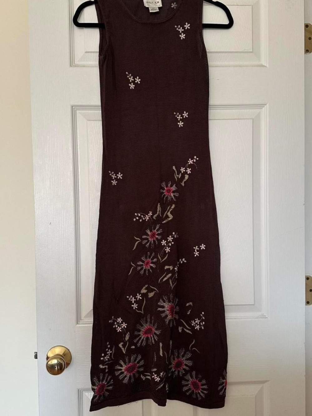 Oscar de la Renta Women's Brown Embroidered Dress
